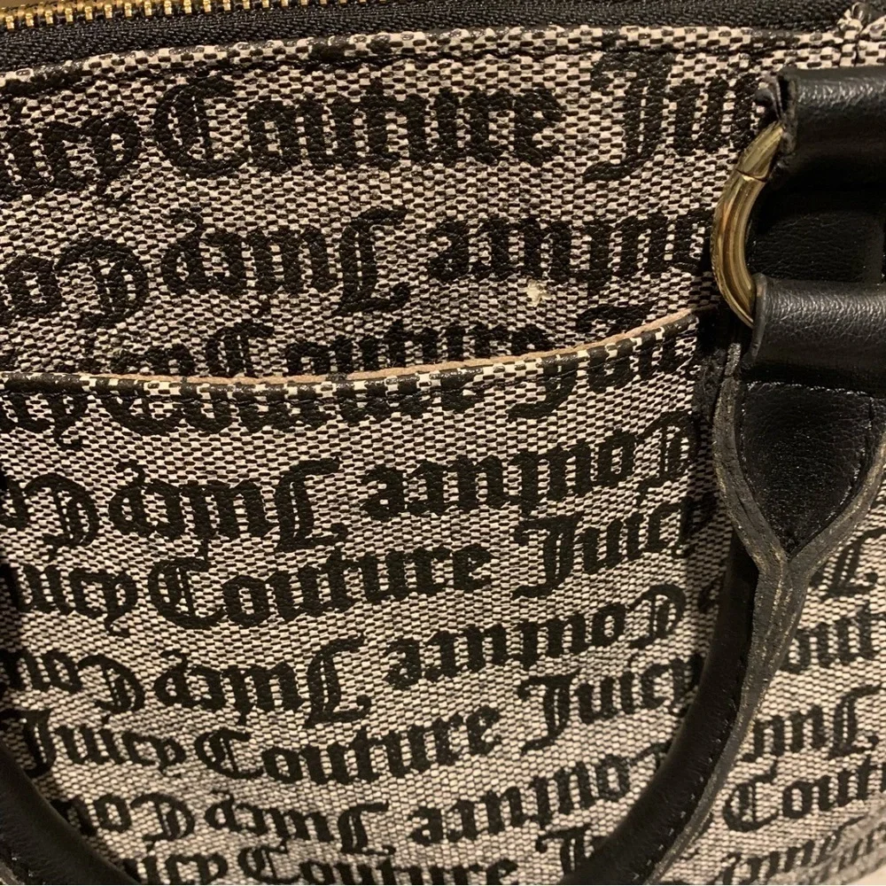 Juicy Couture Signature Gray Black Printed Canvas shoulder purse